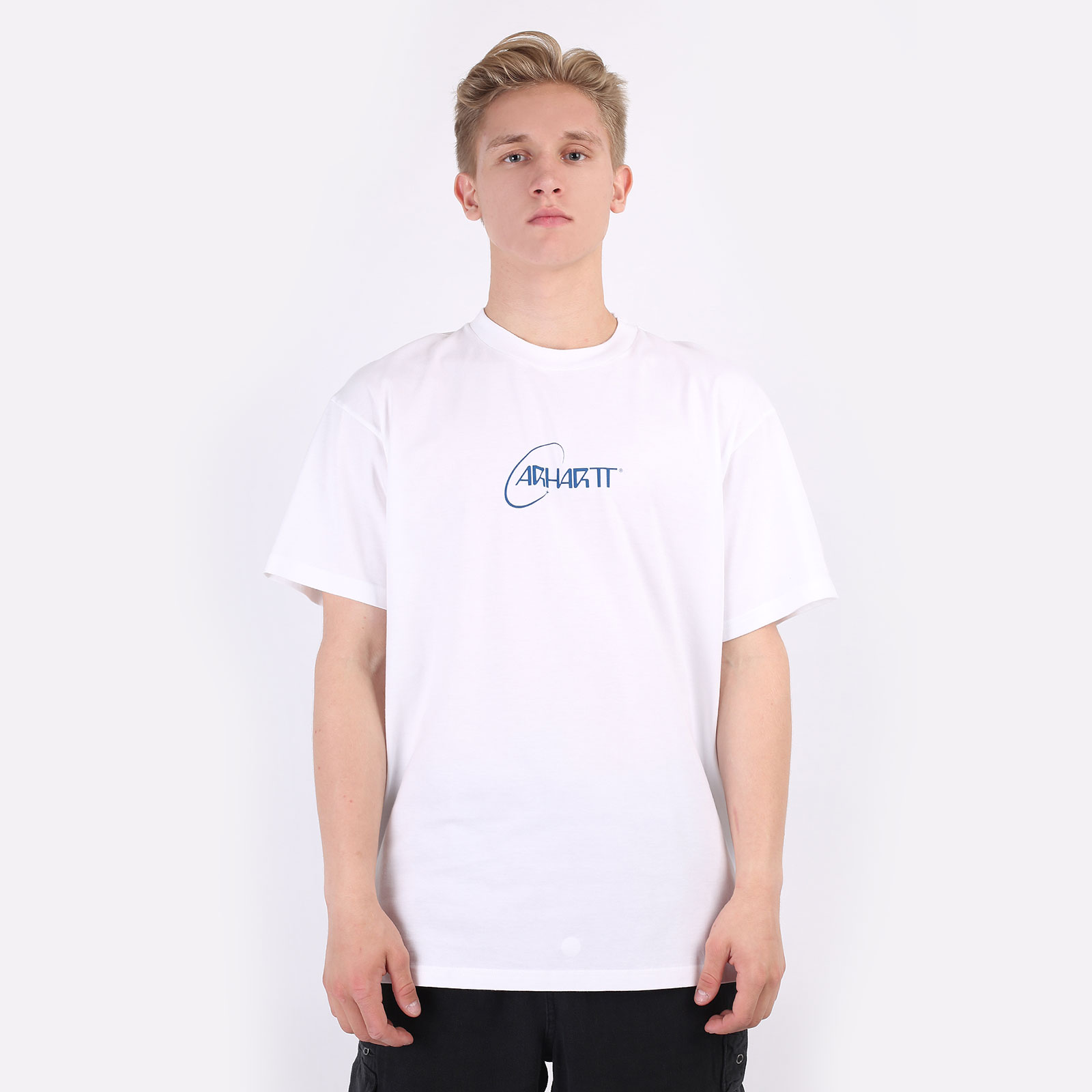 мужская белая футболка Carhartt WIP S/S Orbit T-Shirt I029928-white/blue - цена, описание, фото 3